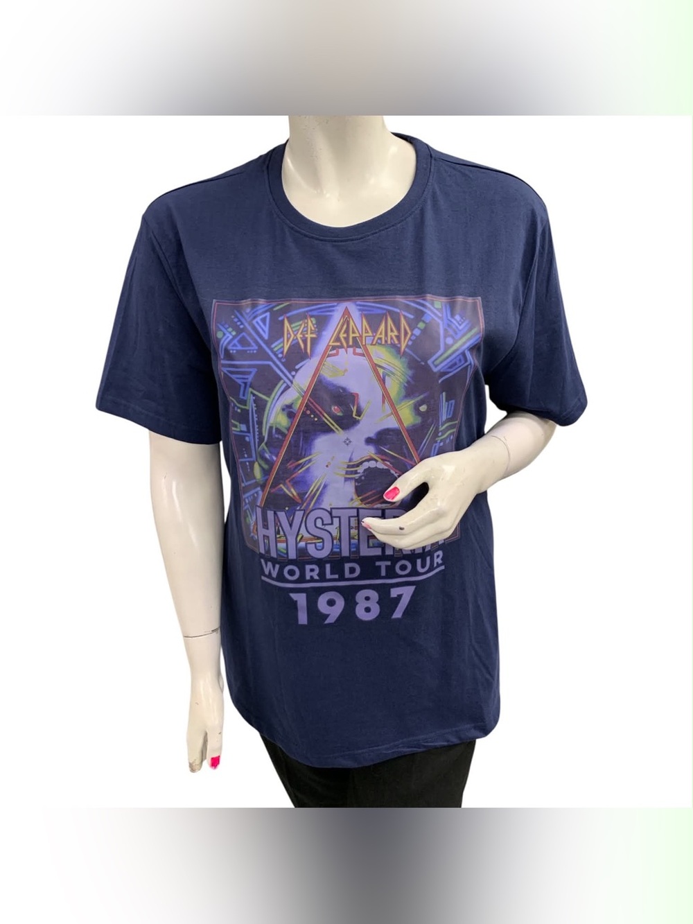 Def Leppard NWT Hysteria World Tour 1987 Graphic Tee - Navy Size XL